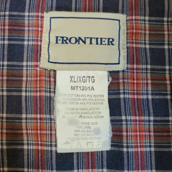 Vintage Western Pearl Flannel Plaid Double Pocket Blue Frontier Shirt Mens XL - Picture 7 of 12